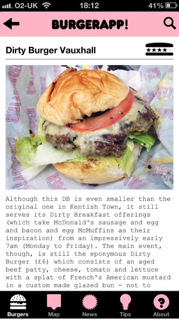 Burgerapp's tweet photo. New listing added to the app: @dirtyburger's new Vauxhall shack - opens tonight :) http://t.co/S98qmXakKf