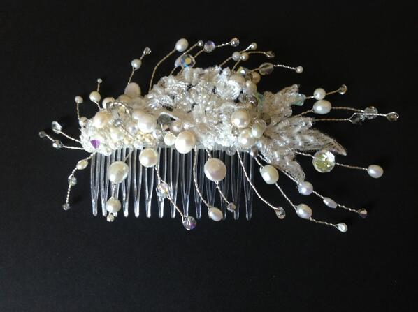 BspokeBspecial's tweet photo. One comb finished (below) on to a new design using Italian lace. http://t.co/hxEY0BbKWA