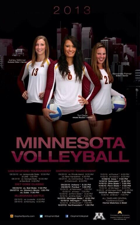 2013 Poster! Love it. #Gophers #MinnesotaVolleyball @GopherVBall @APalmy @AshleyWittman13