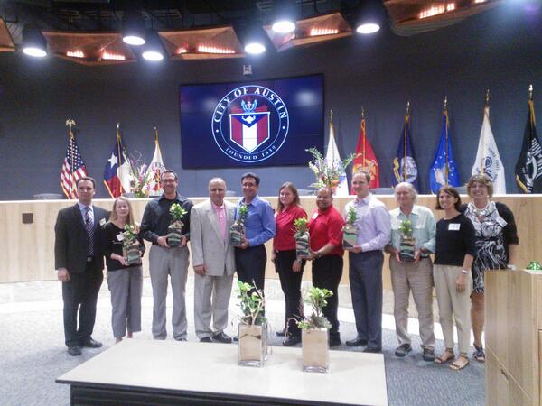 austintexasgov's tweet photo. RT @cmpbs: #CMPBS with our fellow #Austin #Green #Business Leader awardes! @austintexasgov #atx #AGBL #sustainability http://t.co/BhJXMUleuH