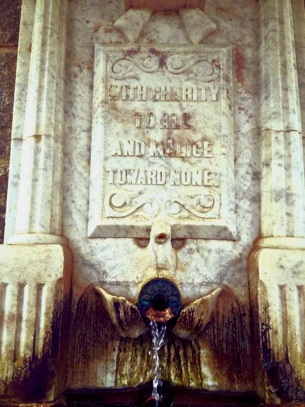 andeNHS's tweet photo. The Providence Spring monument is inscribed with this line from Abraham Lincoln's 2n Inaugural. http://t.co/XM9K1Ickjd
