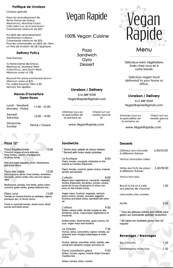 Voici notre menu amélioré! / Check out our updated menu! #Vegan #Vegetarian #Montreal