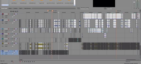 ShootThoseShits's tweet photo. Just a little behind the scenes, here's how a typical work file for one of our D&amp;D eps looks in Vegas. http://t.co/g6P8YhVKoW