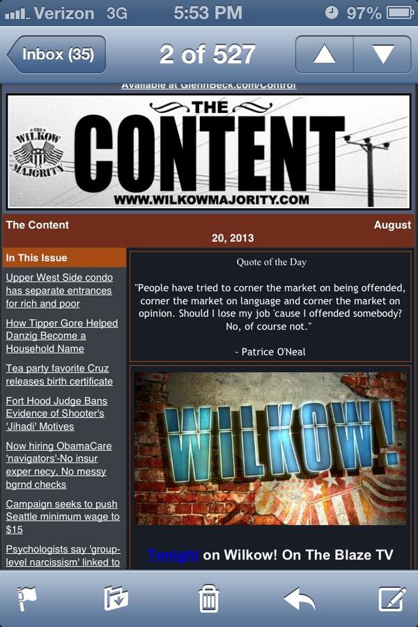 LeefromGA's tweet photo. Patrice quoted on the @WilkowMajority daily newsletter. @AnthonyCumia @OpieRadio @JimNorton http://t.co/vw3TBPn7oP
