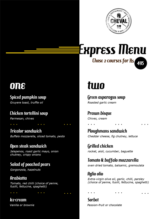 BombilTimes's tweet image. #BombilWednesday lunch! Grab a quick bite at @ChevalMumbai. Check out their new Express Menu.