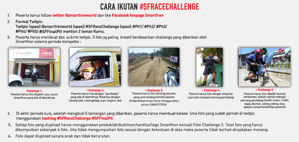 smartfrenworld's tweet photo. @HuddiMahakarya peserta #SFRaceChallenge yg udah ikutan Challengenya sampai #SFFinalPit. Ayo submit foto kamu skrg! http://t.co/CdNnbgBcsU