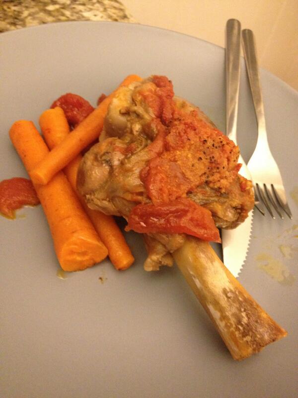 Supallav's tweet image. My first real food ever cooked (lamb braised in white wine and tomato sauce) thanks to @tferriss and the #4hourchef !