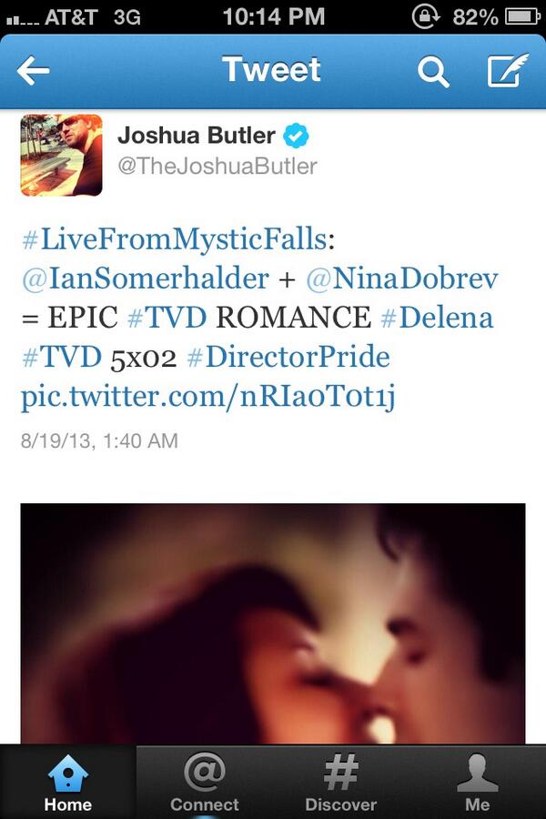 ChancetoChange1's tweet photo. If Nina Dobrev and Ian Somerhalder had broken up, then why would the director of TVD tweet about them like this? http://t.co/zFZAu63mqH