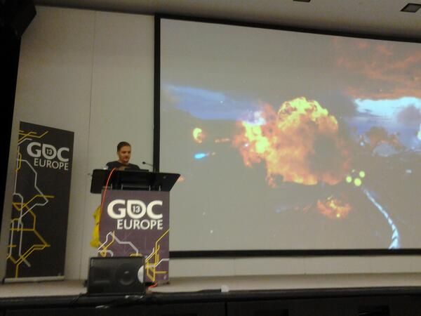 GraphineSoft's tweet photo. #Graphine's CTO Charles Hollemeersch has started his talk about gigapixel landscapes  in #DragonCommander! #GDCEurope http://t.co/sVLBKT80nh