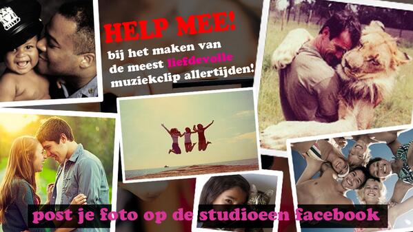 StudioEen's tweet photo. Help mee bij maken van de meest liefdevolle-clip allertijden! Post je liefdes-foto op de http://t.co/9ttJDuLaC3 RT http://t.co/poTDE1EAAd