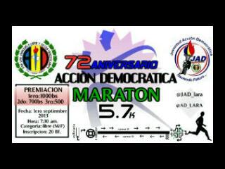 rerickacm's tweet photo. Maratón 72 aniversario AD domingo 1 d sep. Categoría Libre 5.7 km inscribete organizacionadlara@gmail.com http://t.co/N45LzeNWW0