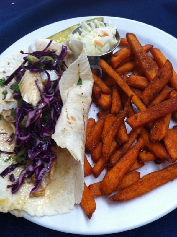 AntigonishCafe's tweet photo. Our lunch feature today is a gourmet fish taco. Taco spiced haddock with red cabbage slaw wrapped in a soft tortilla http://t.co/sLTddvdozl