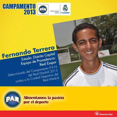 PANVzla's tweet photo. Fernando Terrero es uno de los 20 seleccionados del Campamento P.A.N del Real Madrid. http://t.co/Gi6822pYZ7