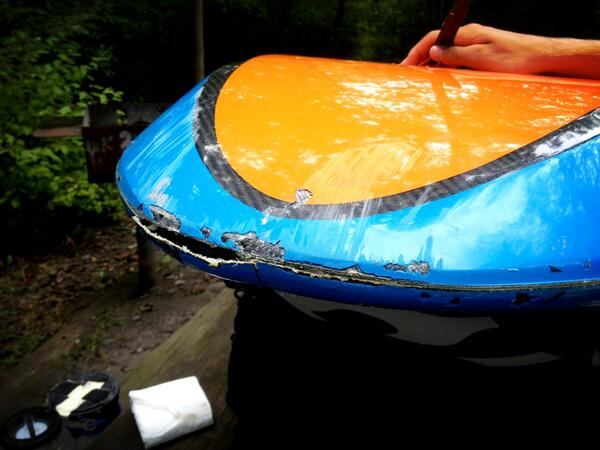 RiverplayTyler's tweet photo. Welcome to #holeboating with composite. Good thing you can fix them. #mobius http://t.co/cKxLLur1cS