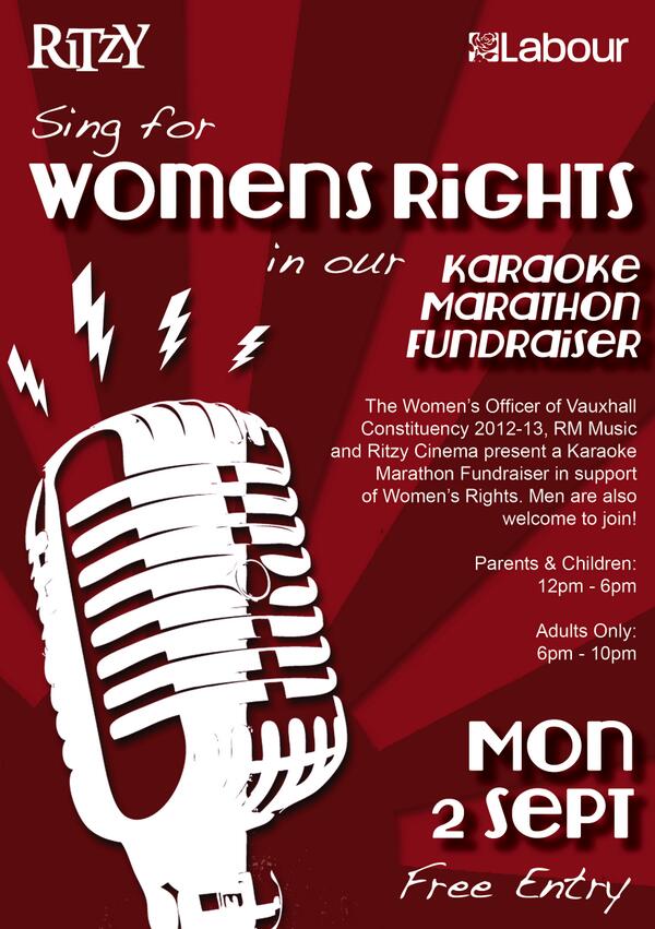 weekndersouth's tweet photo. Fundraising karaoke marathon @RitzyCinema Mon Sept 2 http://t.co/s1I9Iu55wW