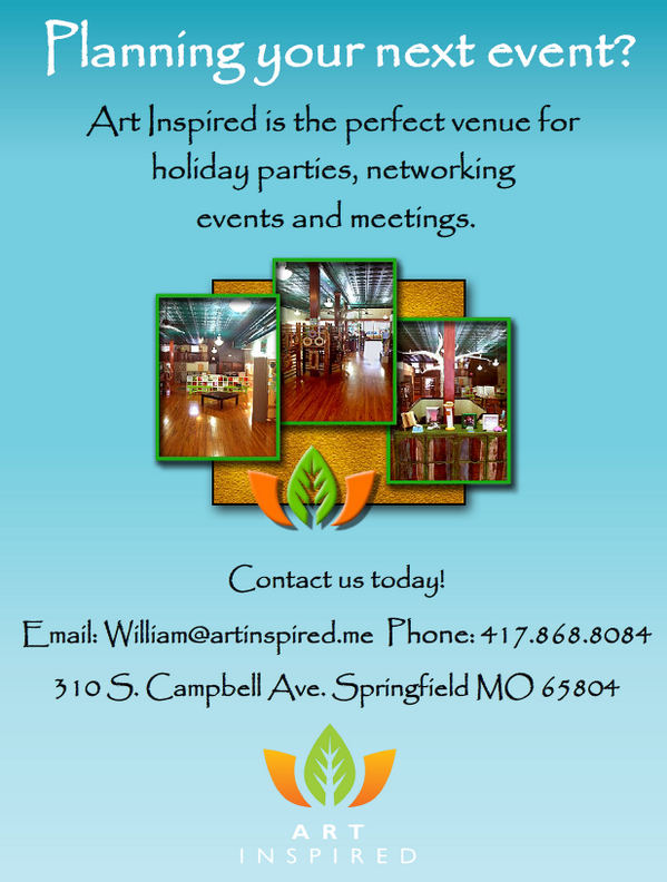 Do u have an event or party coming up? Are you looking for the perfect venue? Art Inspired is a great choice! #ozark
