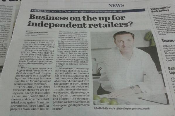 intotokitchens's tweet photo. Great piece on John from @Intoto_Halifax in the @Brighouse_Echo today http://t.co/PZL6FF1kby