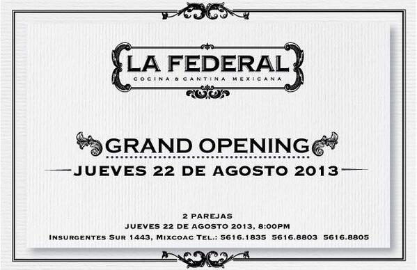 LaFederal_'s tweet photo. Today: Grand Opening --> 8:00 PM http://t.co/PFOYujNB25