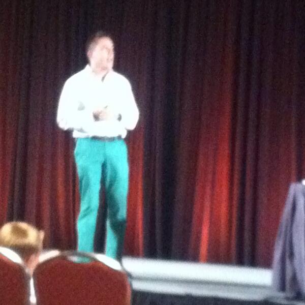 aprilolanoff's tweet image. Watching @paullyoung of @charitywater talk about how marketers can change the world. #INBOUND13 #greenpants