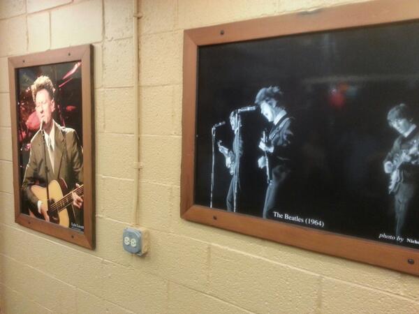 Backstage after @LyleLovett & @KrisKrisofferson Monday at Red Rocks. Lyle's picture hangs right next to @TheBeatles.