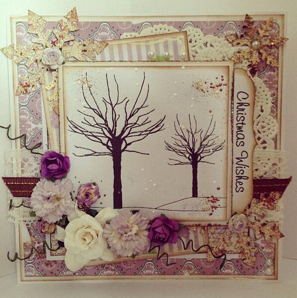 DreameesCraft's tweet photo. And on this one, some @Stampendous Fran-táge too! It's fast becoming my joint-favourite embellishment to use! http://t.co/kL5kao7yZ9