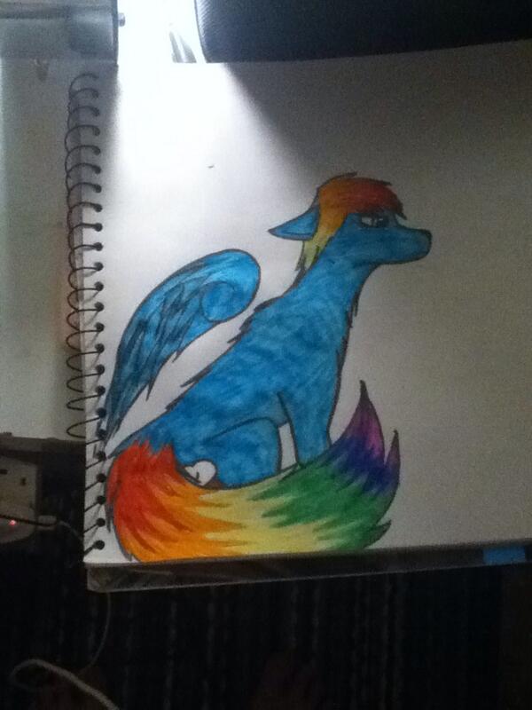 RandomEmo123's tweet image. Wolf Rainbow Dash