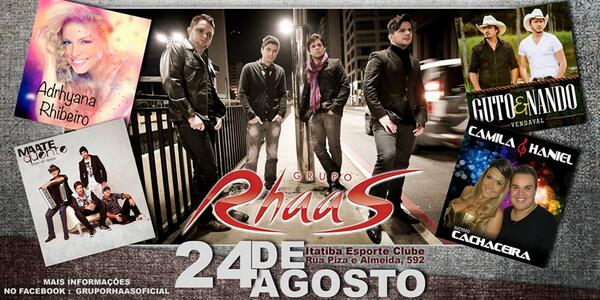 GrupoRhaas's tweet photo. Show Sábado no Itatiba Esporte Clube participações  @Adryanaribeiro   @gutoenando @MaateQuente1   @camilaehaniel http://t.co/b4PacToykI