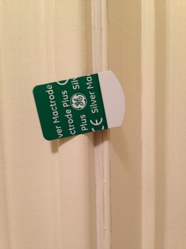 RandiDandii's tweet image. What I found in the shower. Apparently I left an ECG sticker on today! Lol! #physicalproblems