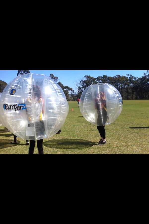 TeenagerAus's tweet photo. Zorb soccer at school today. Happy Aquinas Day!!!  Xxx Jasmine http://t.co/4N8nxcDWND