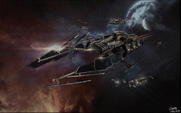 EveOnline's tweet photo. THE @ChribbaVeldspar made a Talwar made of a lot of you (see link) http://t.co/Z9tSbyDdye #eveonline #tweetfleet http://t.co/KK1aImeAVu