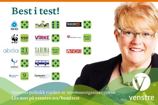 Venstre blir stadig #bestitest: Miljø, næring, teknologi, psykisk helse, justis, dyrevern, asyl, livssyn #valg2013