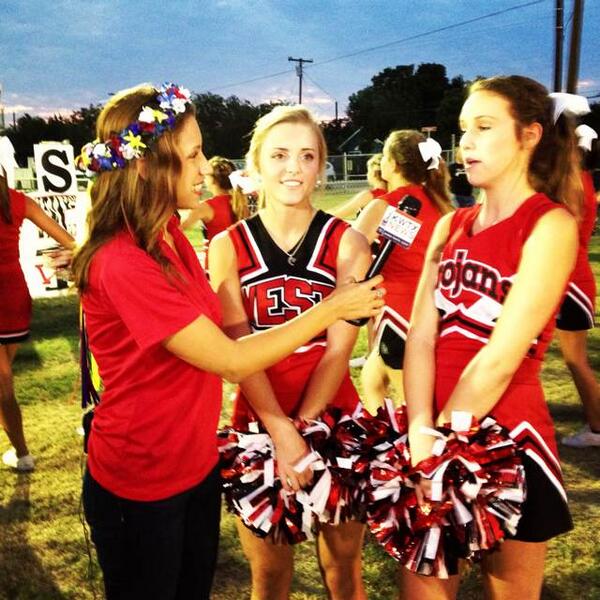 kwtx's tweet photo. Taina with the Cheerleader interview #spiritweek13 http://t.co/LzM0wfCKWb