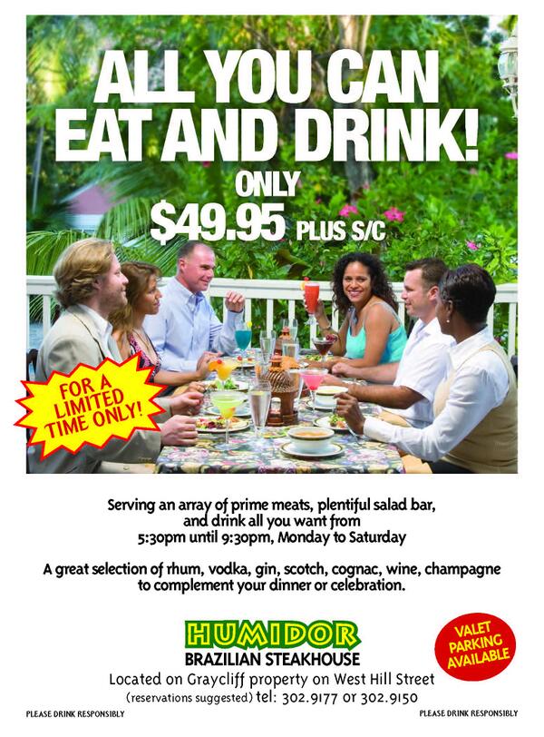HumidorPiazza's tweet photo. Have you heard the news? It's all you can eat AND drink at the Humidor Brazilian Steakhouse, only $49.95. http://t.co/2v50fkFB3A