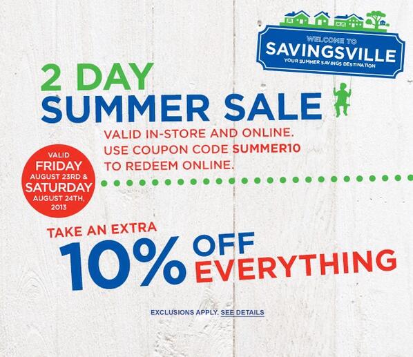 SearsOutlet4158's tweet photo. 2 Day Summer Sale! EXTRA 10% Off! #searsoutlet #sanleandro http://t.co/MltUwyhYDm