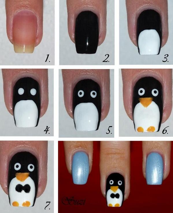 FashionSeaStyle's tweet image. #PenguinDesign #NailArt