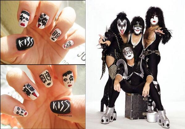 Band Nail Art Kiss Nail Art One Of My Favorite Bands Nail Art In