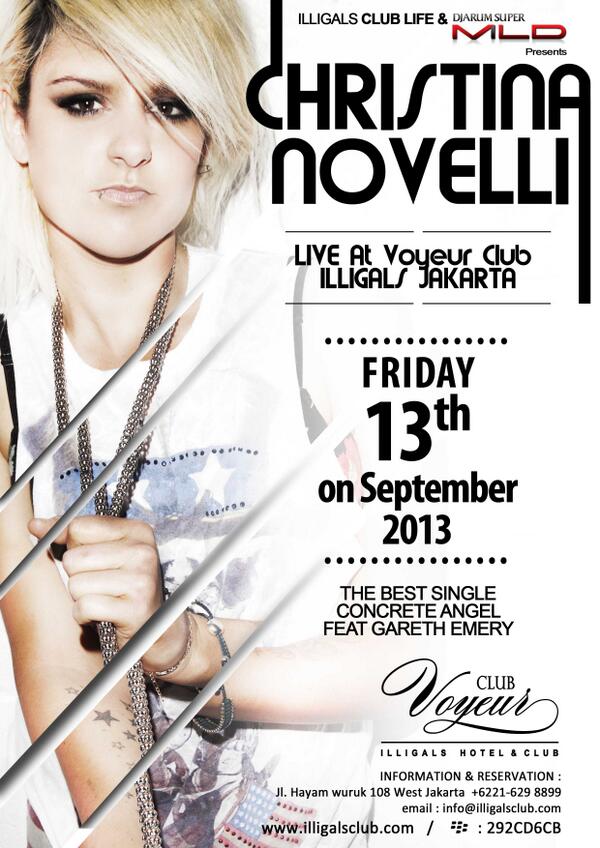 108_jakarta's tweet photo. ILLIGALS CLUB LIFE |FRI SEPT 13,CHRISTINA NOVELLI W/ the best single "Concrete Angel,Gareth Emery Feat C.Novelli" http://t.co/64HFKdFjN6