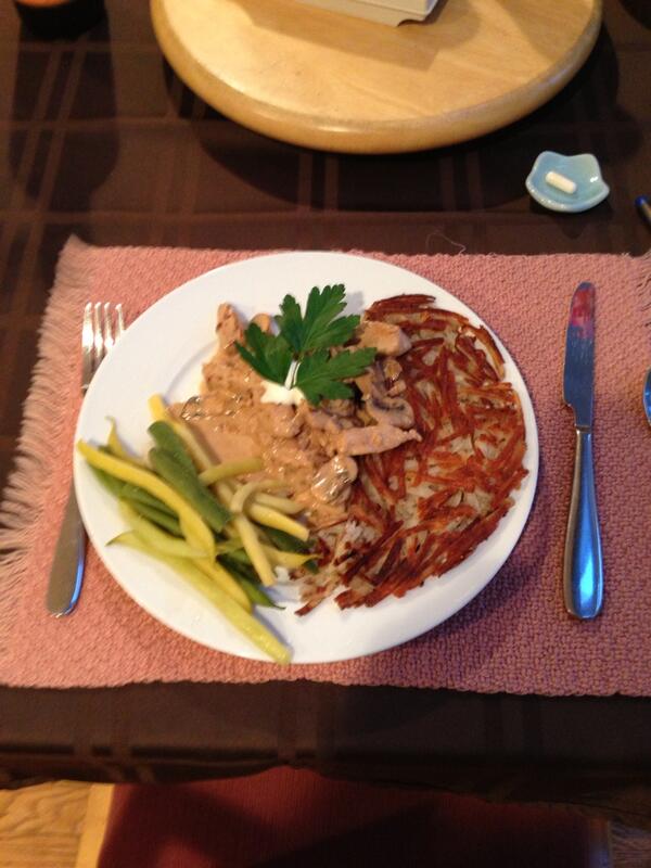 Skivensky's tweet image. Success! Rösti + Émincé de veau á la Zurichoise, Abby! Learning, exillerating!.