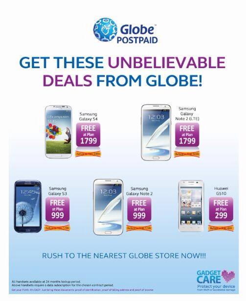 Wow Globe Samsung Note 2 FREE for Plan P999!  #UnbelievableDEALS and ' ' kj