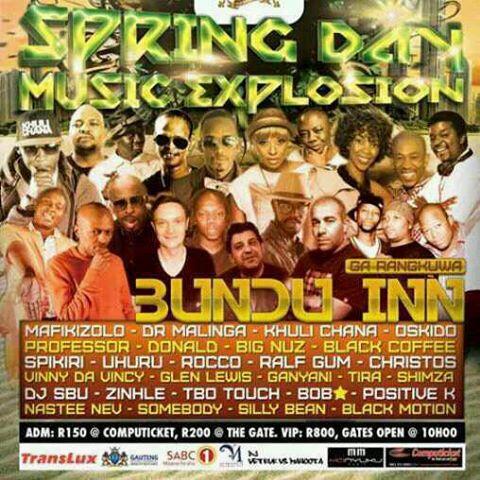 WhatzupTshwane's tweet image. #ItsON tonite #SpringDayMusicExplosion #BunduInn @RealBlackCoffee @VetkukvsMahoota @TheRealDJPEPSI