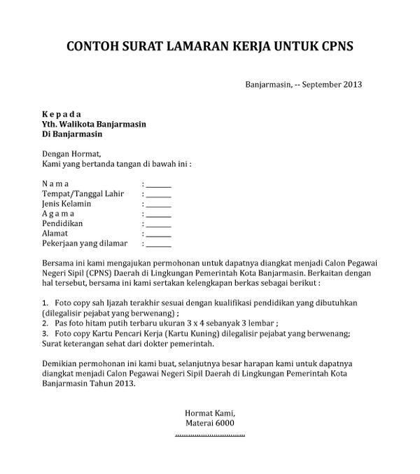 #KalimantanSelatan on Twitter: "Ini contoh surat lamaran 