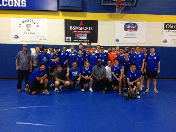 CoachMac_Soccer's tweet photo. NDC Soccer with the hardest working team on campus (NDC Maintenance) clearing the gym again. #ndcsoccer http://t.co/uX4fpGqIjY