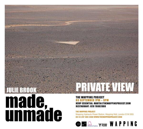 WappingProject's tweet image. Join us for the opening of our next exhibition: Julie Brook's Made, Unmade Private view is on 3 September 7pm-9pm.