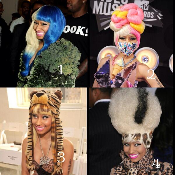 LaevaEva's tweet photo. "@NickiReigns: 4 RT @TeamMinaj: Your fave colorful wig http://t.co/mnLaGCBYum" 3