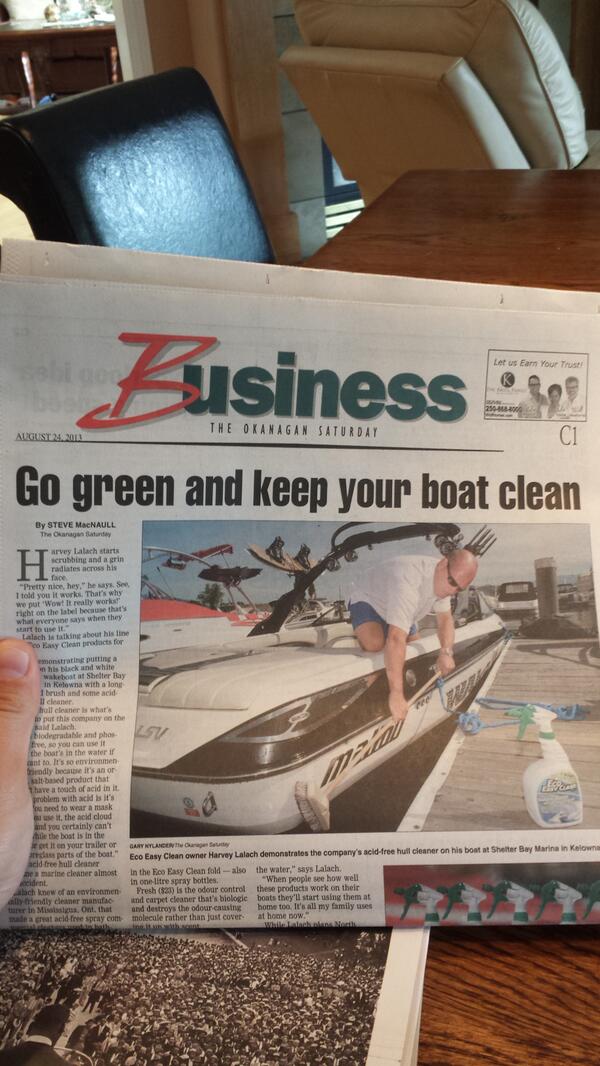 EcoEasyClean's tweet photo. Check out our write up in the daily courier!!! #kelowna #boats #okanagan http://t.co/Z1fL3gOjFk