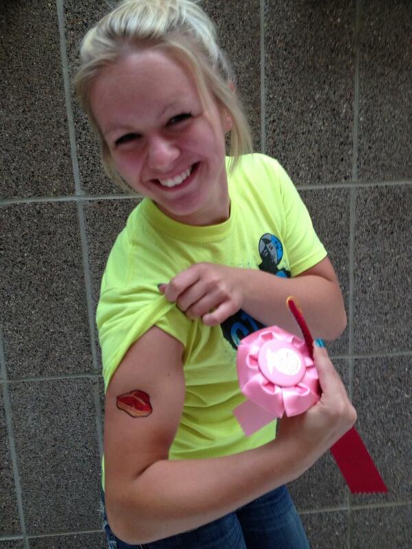 @kelliemae33 intimidating the competition with her tough meats tattoo!