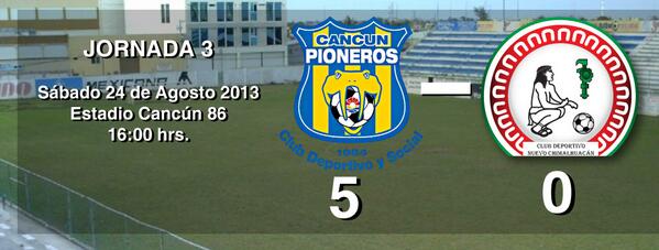 CDChimalhuacan's tweet photo. En el encuentro de la Jornada 3 el marcador final  @PionerosFC 5-0 #Chimalhuacán http://t.co/wq8cCsM6Ly