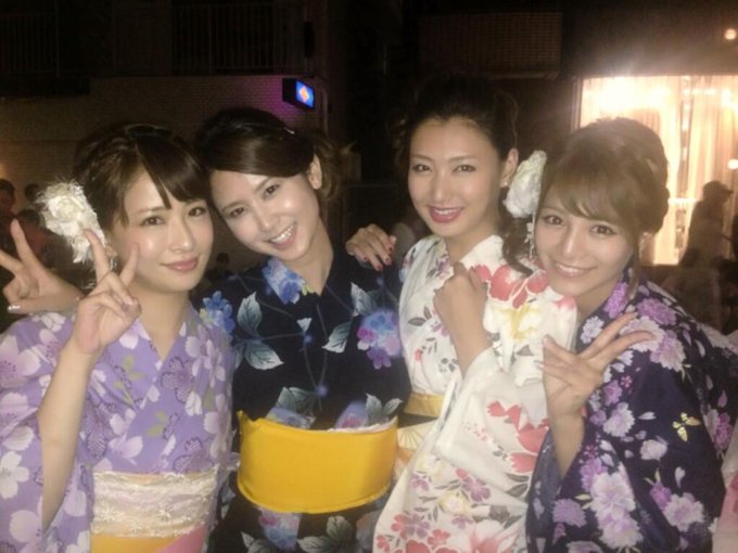 ゴチャまぜっラジオで一緒だったヤンヤン仲間♡左から、神室まいちゃん、伊達あいちゃん、春菜めぐみちゃんと十番祭り～♪(&acute;&epsilon;｀ ) http://t.co/KR4JMlB5k3