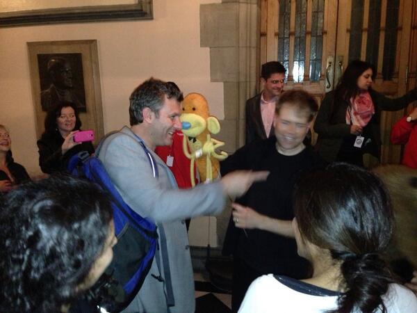 daltonant's tweet photo. #happyism is @adamhillscomedy having a new fan with a hand up his arse. Great show @puppetup @assemblyfest http://t.co/M22sm6A3pf