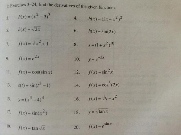 apoogle's tweet photo. Example:  Help! How do you take derivative of #14 @TKTutoring http://t.co/VNyOJ6aByd